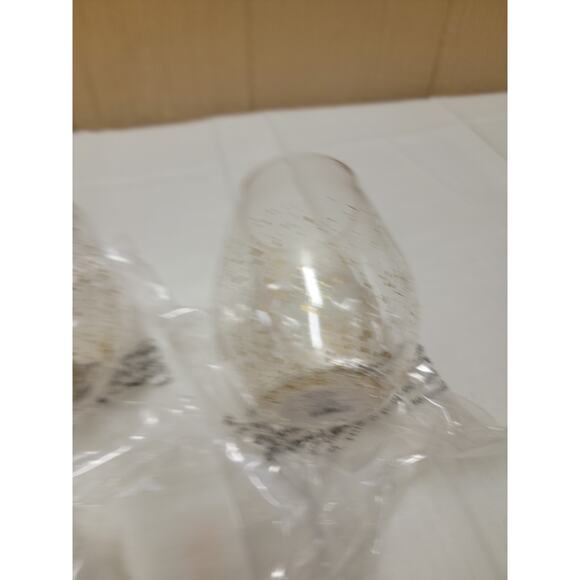 Set of 4 Stemless Wine Glass Tumbler Clear Plastic Gold Speckle - Picture 4 of 6